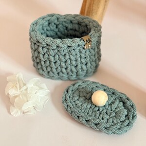 Crocheted Bathroom Basket Set | Bathroom Storage Organizer | Toilet Paper Basket | Cosmetic Organizer | Boho Bathroom Decor | Handmade image 7