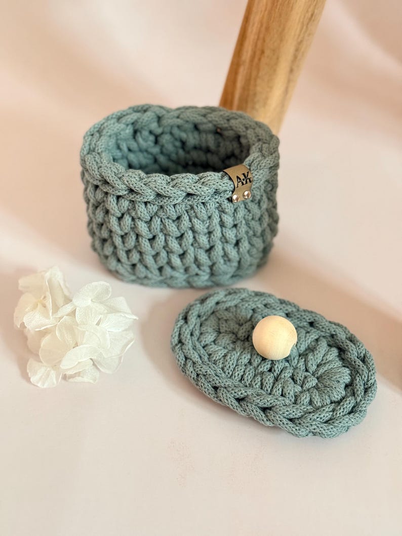 Crocheted Bathroom Basket Set | Bathroom Storage Organizer | Toilet Paper Basket | Cosmetic Organizer | Boho Bathroom Decor | Handmade image 7