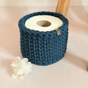 Crocheted Bathroom Basket Set | Bathroom Storage Organizer | Toilet Paper Basket | Cosmetic Organizer | Boho Bathroom Decor | Handmade image 9