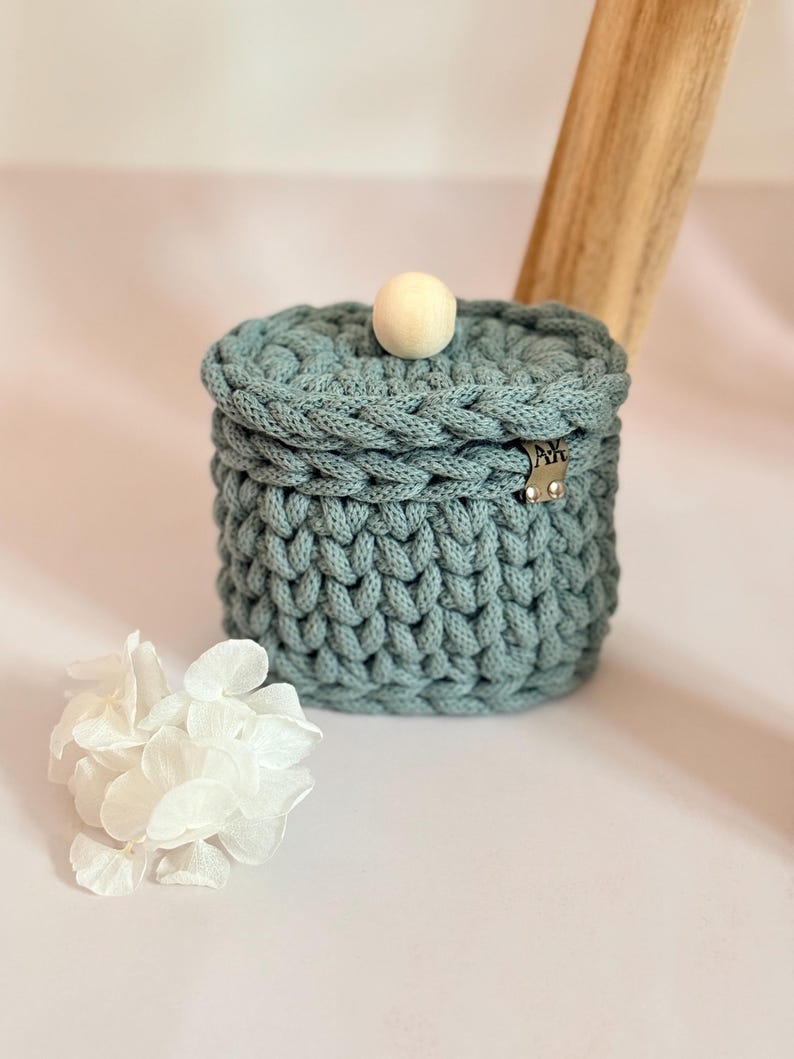 Crocheted Bathroom Basket Set | Bathroom Storage Organizer | Toilet Paper Basket | Cosmetic Organizer | Boho Bathroom Decor | Handmade image 6