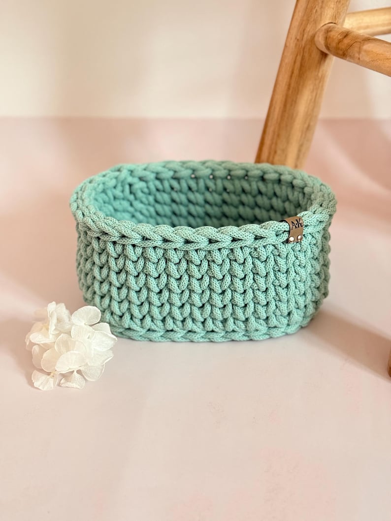Crocheted Bathroom Basket Set | Bathroom Storage Organizer | Toilet Paper Basket | Cosmetic Organizer | Boho Bathroom Decor | Handmade Aloe