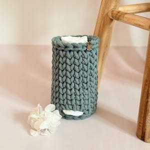 Crocheted Bathroom Basket Set | Bathroom Storage Organizer | Toilet Paper Basket | Cosmetic Organizer | Boho Bathroom Decor | Handmade image 5