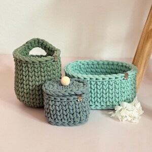 Crocheted Bathroom Basket Set | Bathroom Storage Organizer | Toilet Paper Basket | Cosmetic Organizer | Boho Bathroom Decor | Handmade image 12
