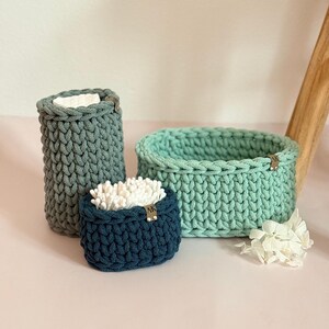 Crocheted Bathroom Basket Set | Bathroom Storage Organizer | Toilet Paper Basket | Cosmetic Organizer | Boho Bathroom Decor | Handmade image 18