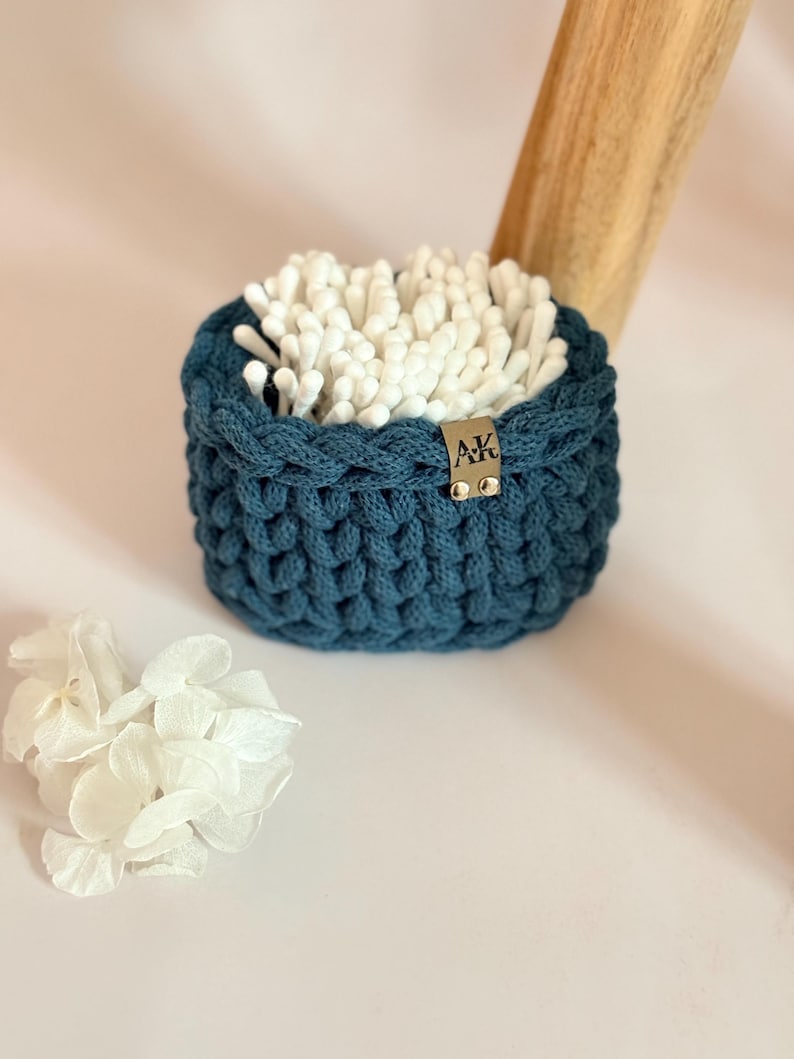 Crocheted Bathroom Basket Set | Bathroom Storage Organizer | Toilet Paper Basket | Cosmetic Organizer | Boho Bathroom Decor | Handmade image 10