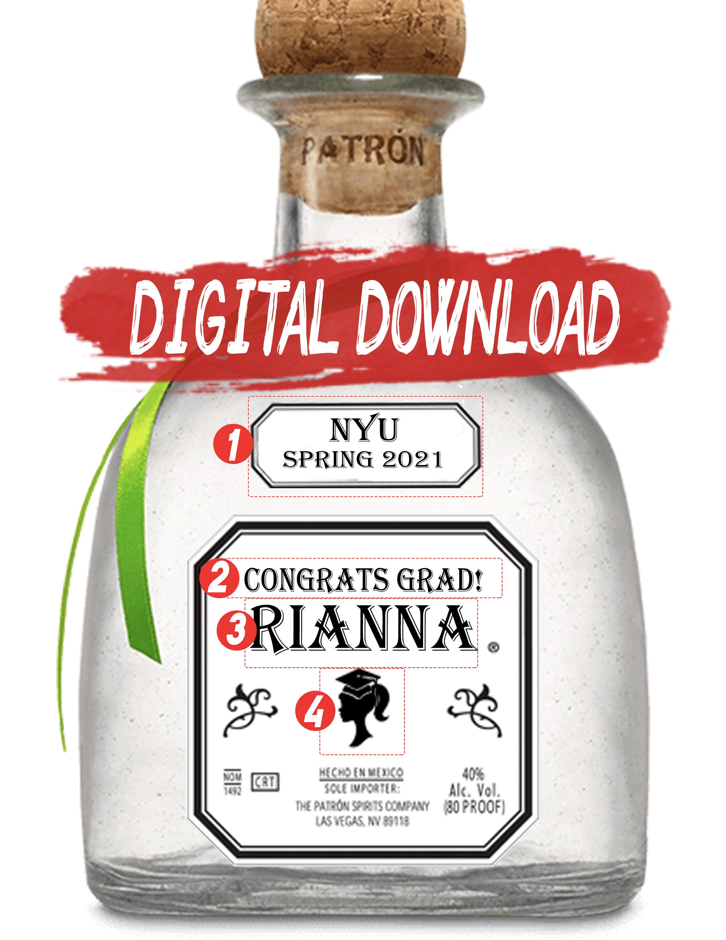 Custom Patron Bottle Label 750ml & Handle Bottle Party Etsy UK