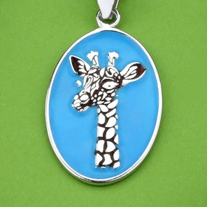 Sterling Silver & Enamel Giraffe Pendant Necklace | Unique Handmade Jewelry