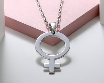 Venus Sterling Silver Necklace | Female Sign Pendant for Women | Personalised Symbol Jewelry | Feminist Trend