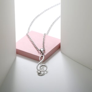 Sterling Silver G Clef Pendant Necklace | Handmade Jewelry