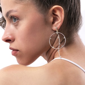 Mismatched Gold Sapphire Earrings | 14 K Solid White and Yellow Gold | Women&#39;s Dangle & Drop Earrings | Combine Yourself | Twisted Earrings