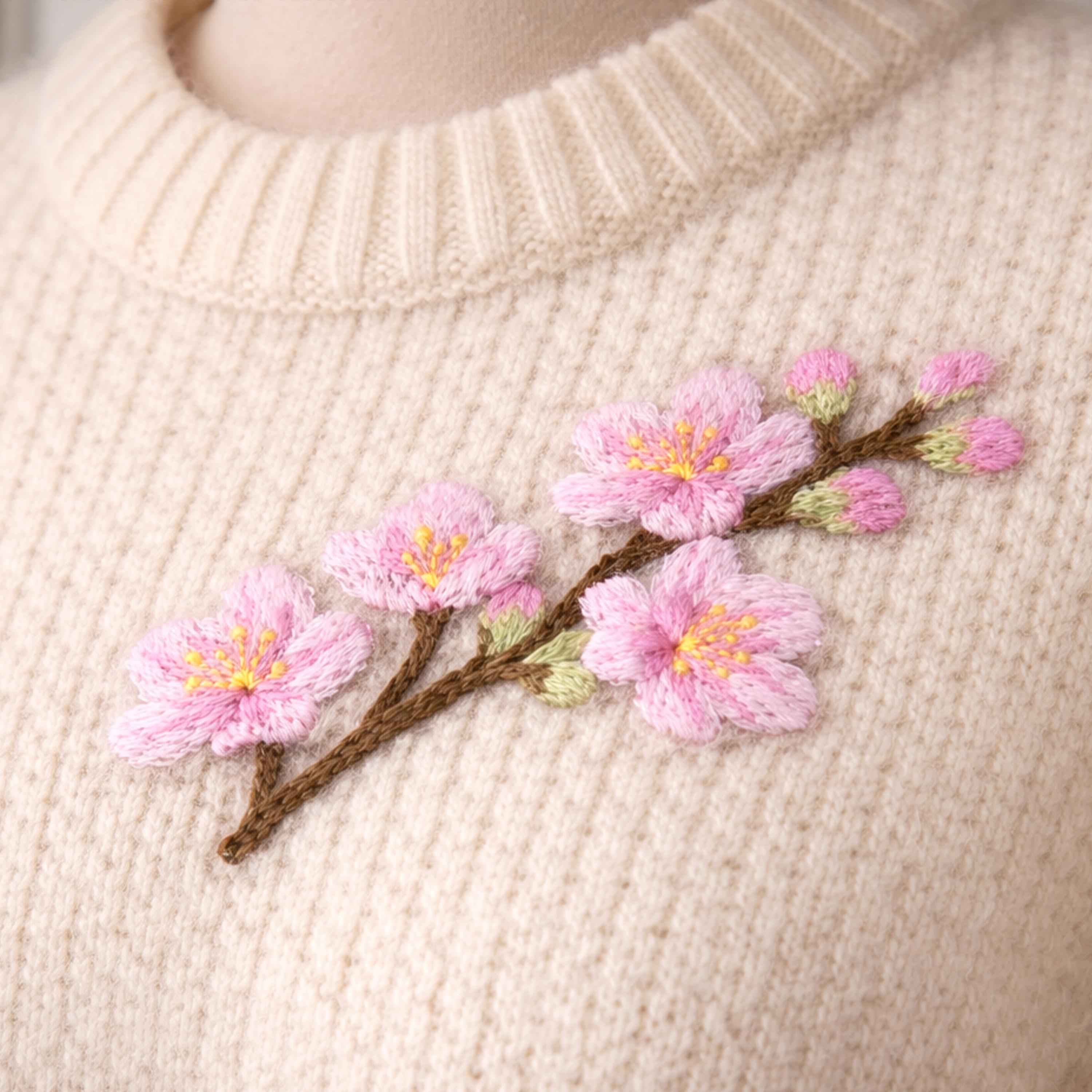 Cherry Blossom Embroidery Design Burmilana Wool Effect, Sakura Machine ...