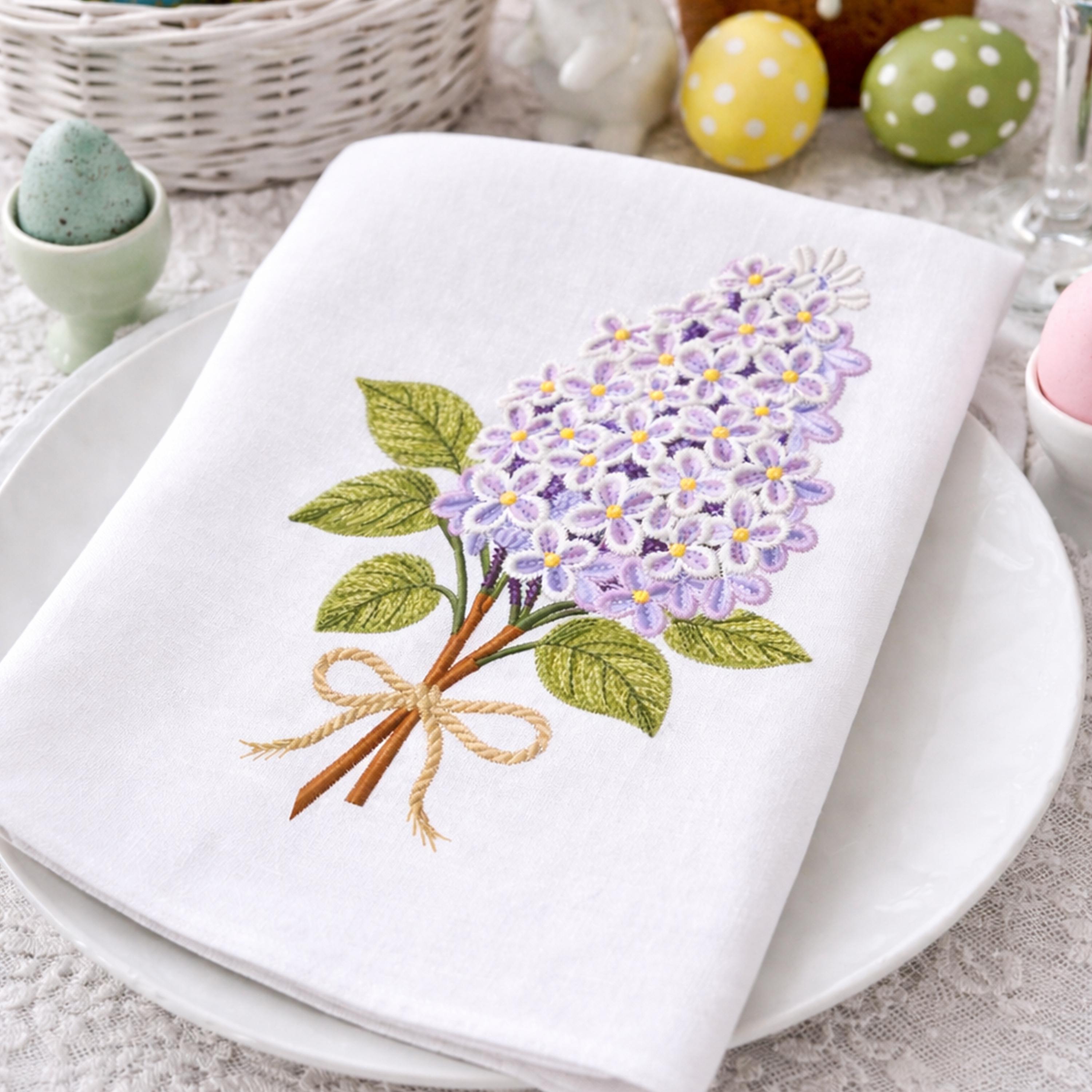 Lilac Bouquet Embroidery Design – Spring Floral Machine Embroidery File ...