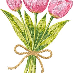 Tulip Bouquet Machine Embroidery Design, Spring Floral Pattern, Flower ...