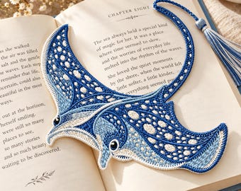 Manta Ray Bookmark Machine Embroidery Design, FSL Stingray, Ocean Animal, Digital File