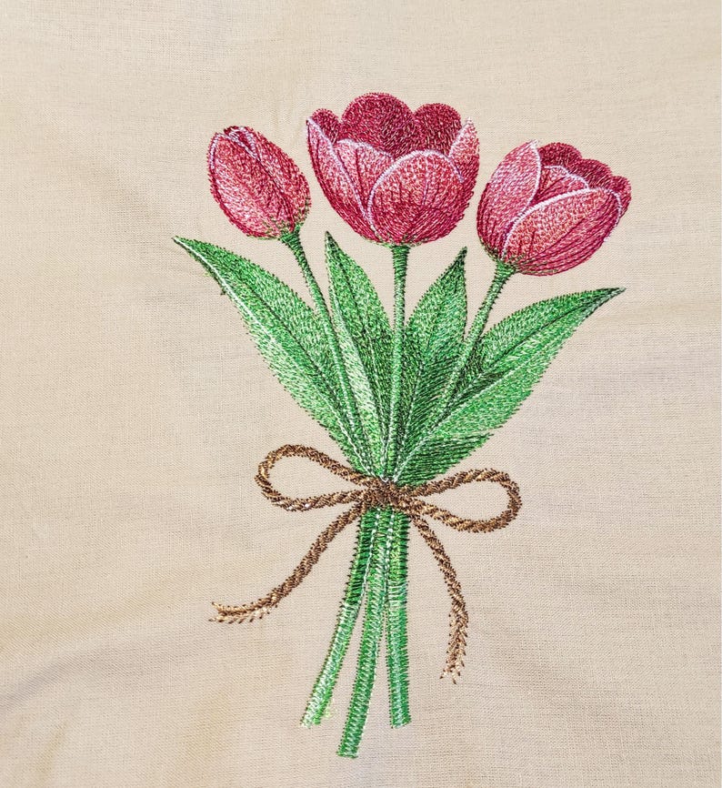 Tulip Bouquet Machine Embroidery Design, Spring Floral Pattern, Flower ...