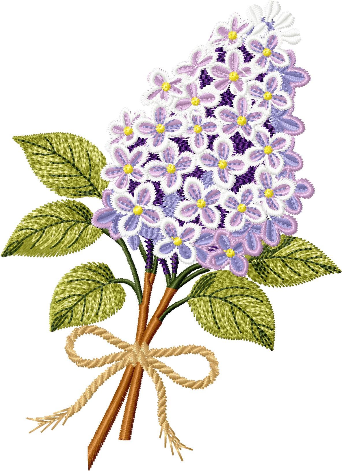 Lilac Bouquet Embroidery Design – Spring Floral Machine Embroidery File ...