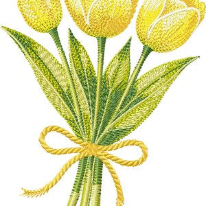 Tulip Bouquet Machine Embroidery Design, Spring Floral Pattern, Flower ...