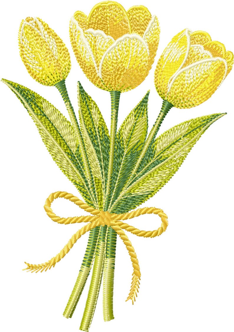 Tulip Bouquet Machine Embroidery Design, Spring Floral Pattern, Flower ...