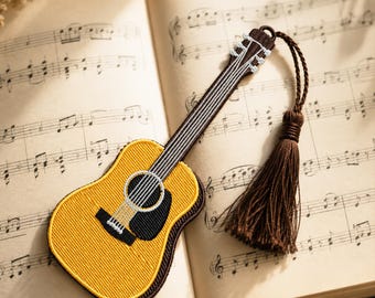 FSL Guitar Bookmark Embroidery Design, 2 Sizes Included, 4x4 Hoop, Music Lover Gift, Machine Embroidery Pattern
