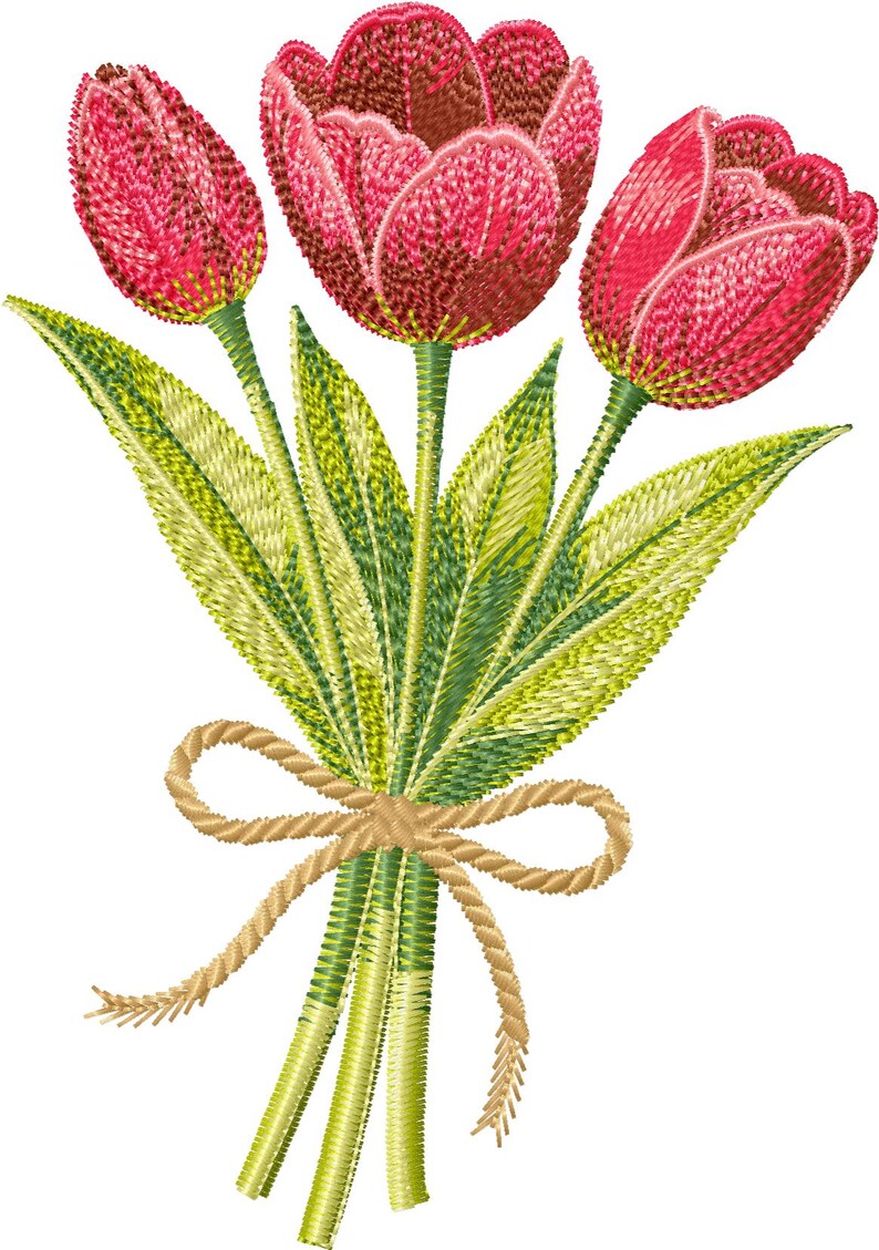 Tulip Bouquet Machine Embroidery Design, Spring Floral Pattern, Flower ...