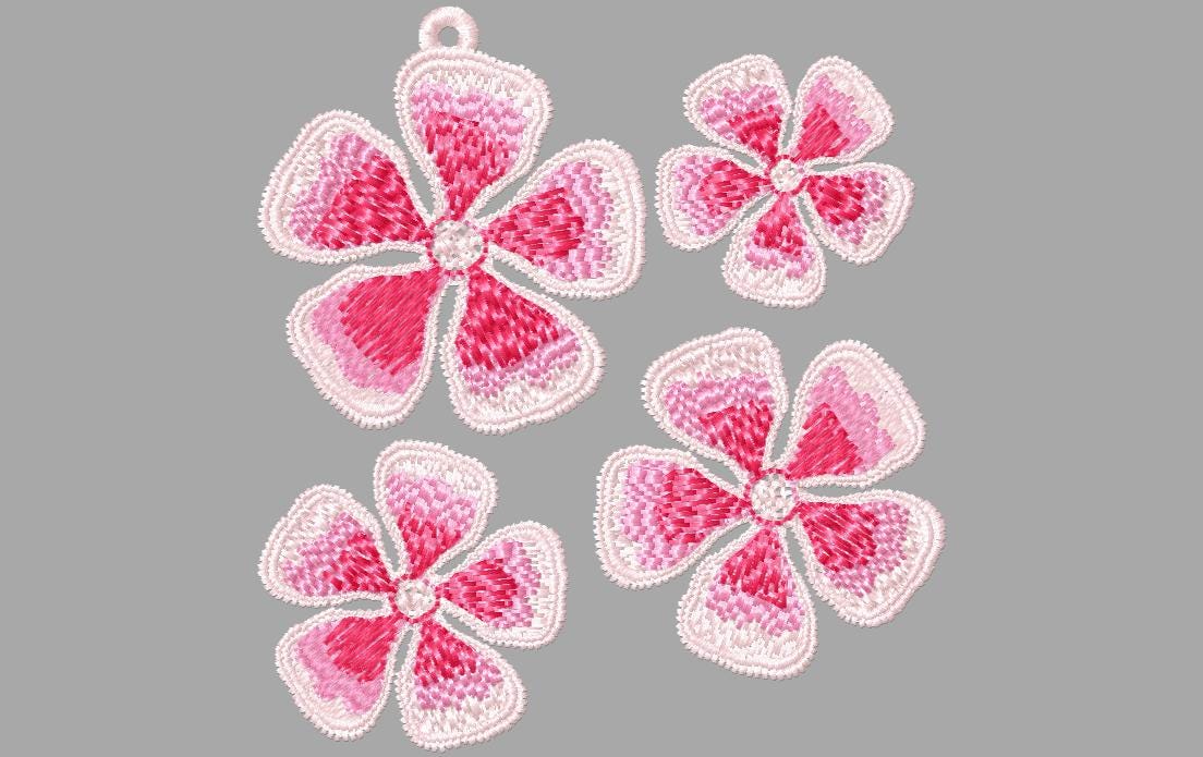 FSL Rose Earrings Embroidery Design – 3D Lace Flower Earrings for 4x4 ...