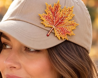 Maple Leaf Brooch Embroidery Design | Autumn Leaf Machine Embroidery | Fall Brooch | Freestanding Lace FSL | Digital Download