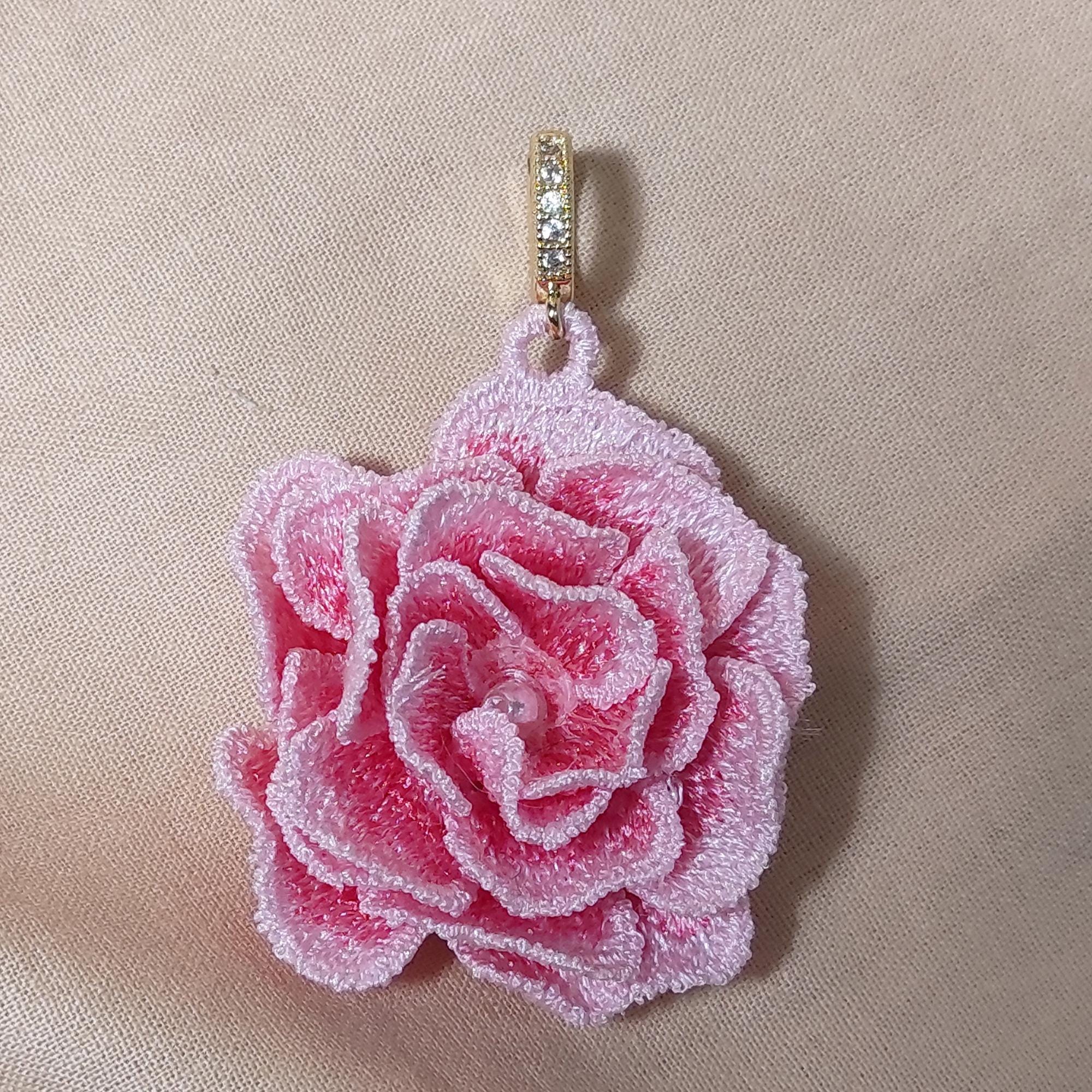 FSL Rose Earrings Embroidery Design – 3D Lace Flower Earrings for 4x4 ...
