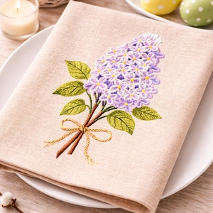 Lilac Bouquet Embroidery Design – Spring Floral Machine Embroidery File – Vintage Flower Decor – 5 Sizes – Digital Download