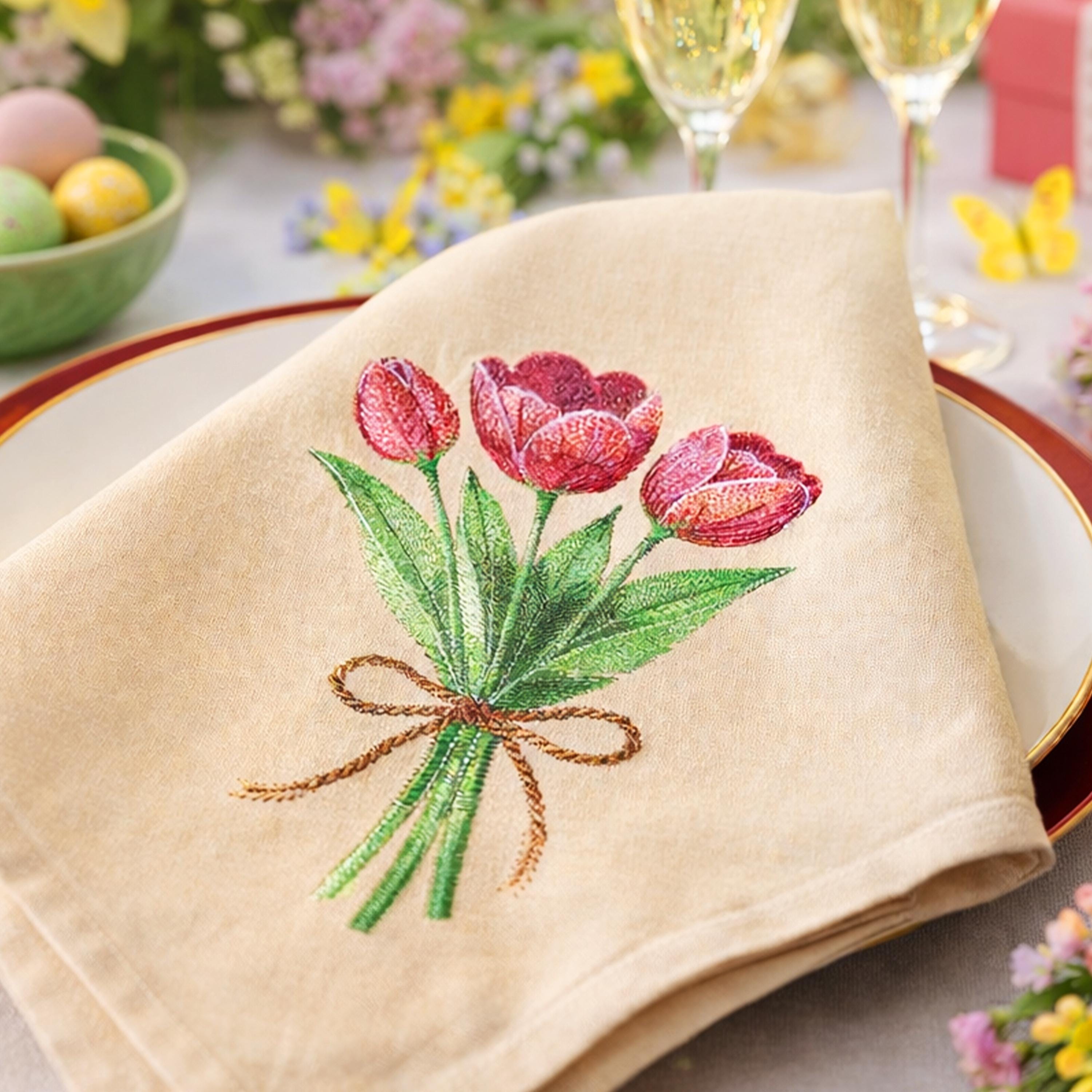 Tulip Bouquet Machine Embroidery Design, Spring Floral Pattern, Flower ...