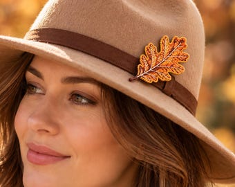 Oak Leaf FSL Embroidery Design, Autumn Brooch, Freestanding Lace, Fall Leaf Machine Embroidery, Digital File