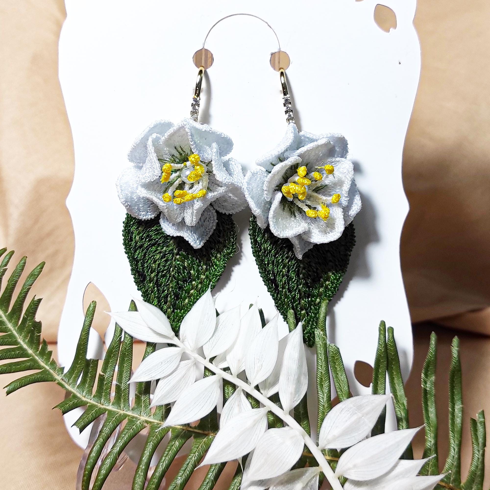 White Flower Earring - Etsy