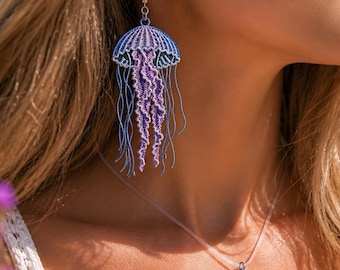 FSL Jellyfish Jewelry Set Embroidery Design, Lace Necklace and Earrings, Machine Embroidery Pattern 4x4 5x7 hoops.