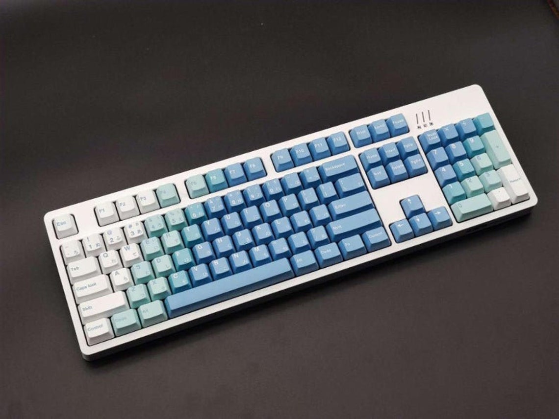 Gradient Pastel Blue PBT Keycap Set for Mechanical Keyboard Etsy