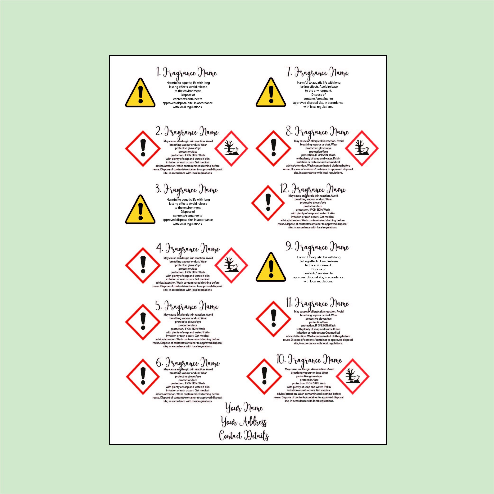 Wax Melt HB Box CLP, 139mm x 99mm, 4 per sheet, Up to 12 scents per  sticker. CLP label