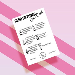 Reed Diffuser Care Card: A6 Gloss (185 GSM)