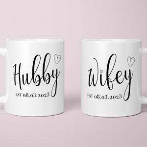 Conjunto de canecas personalizadas para marido e mulher: data de casamento personalizada, presente para casal