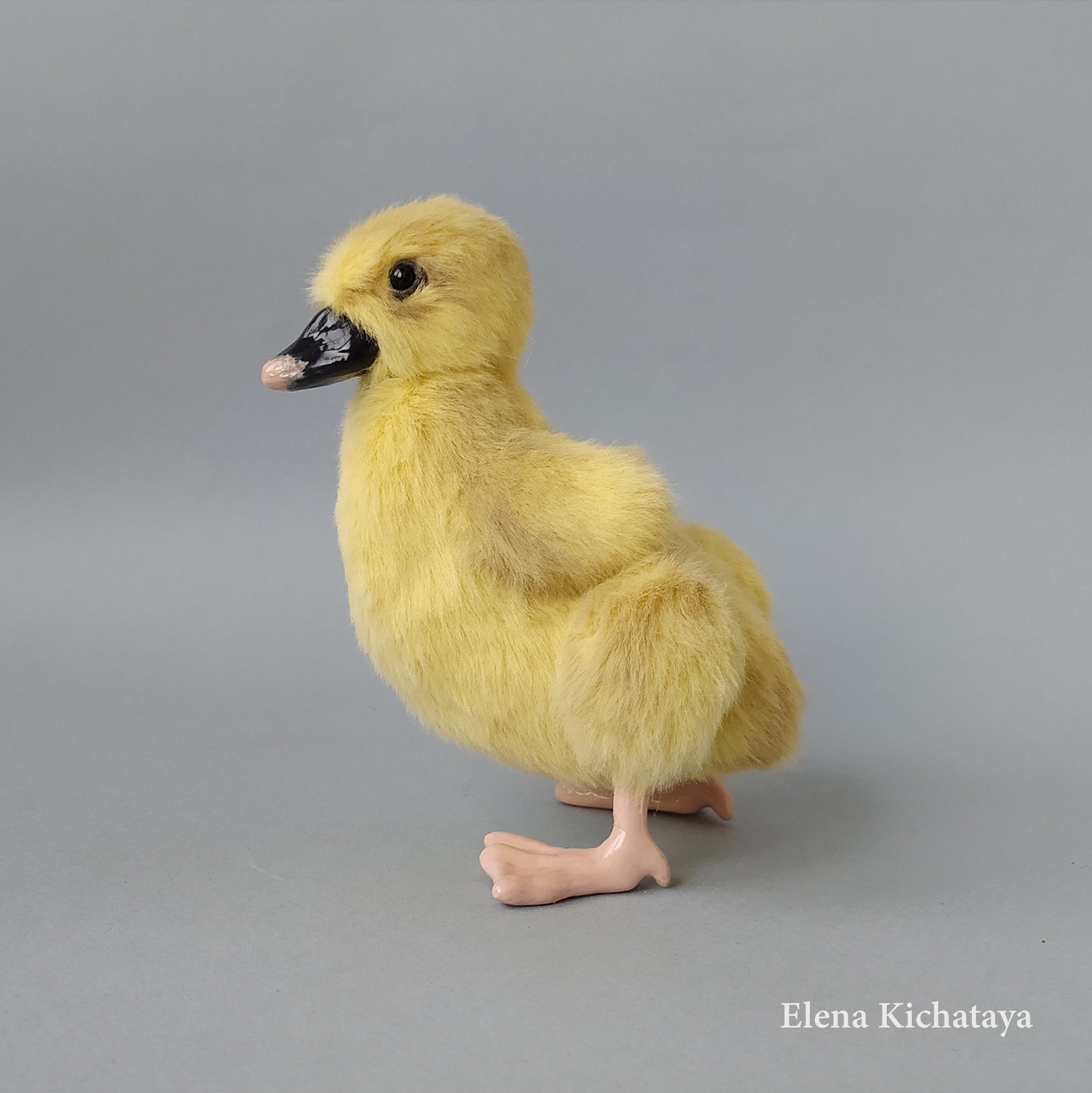 Duckling faux fur realistic stuffed animal plush duck OOAK Etsy