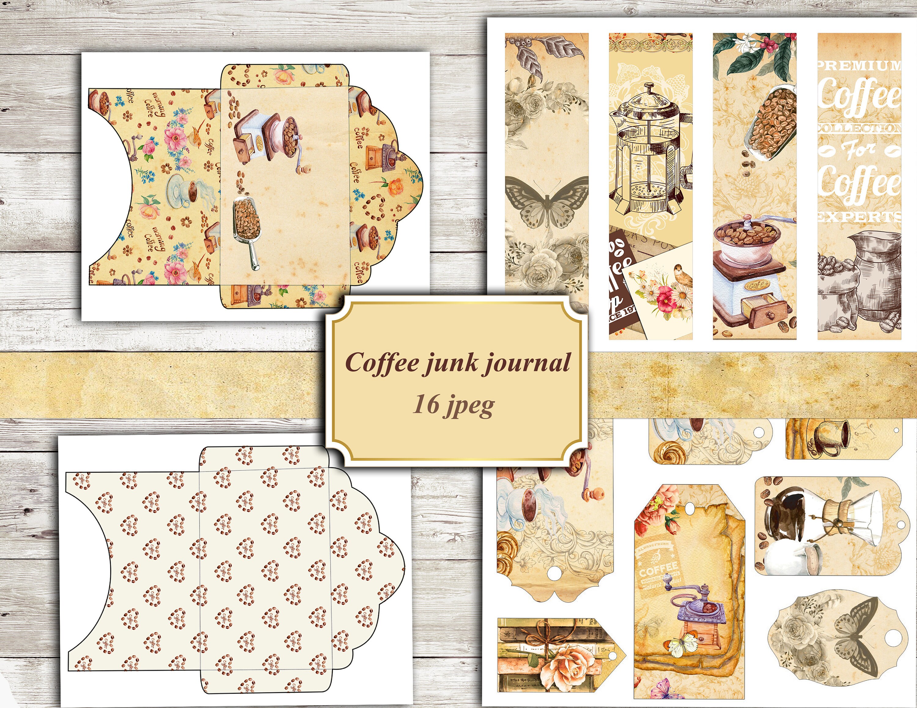 Coffee Junk Journal Digital Kit Coffee Printable Journal | Etsy