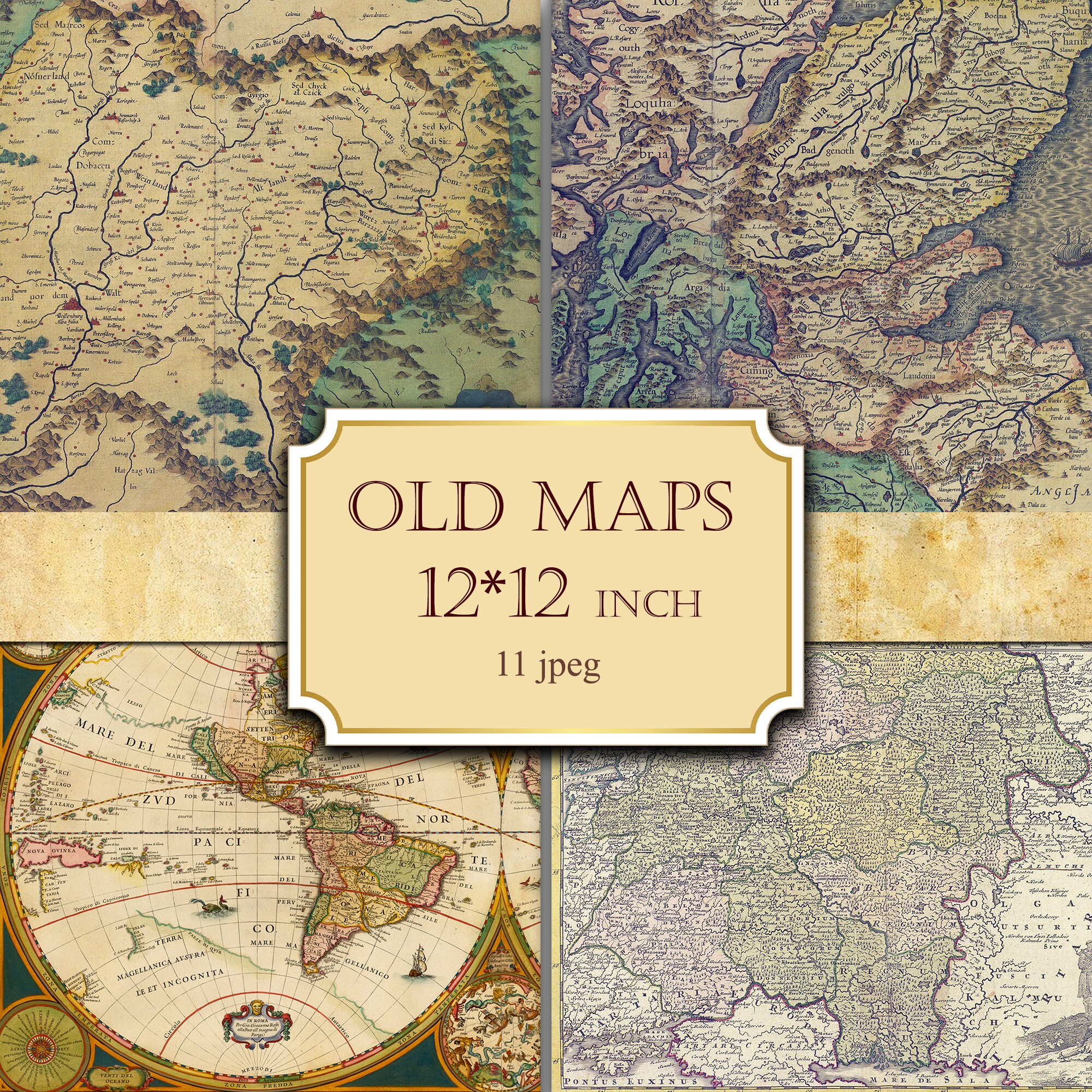 Maps Digital Paper Vintage Maps scrapbook paper digital | Etsy