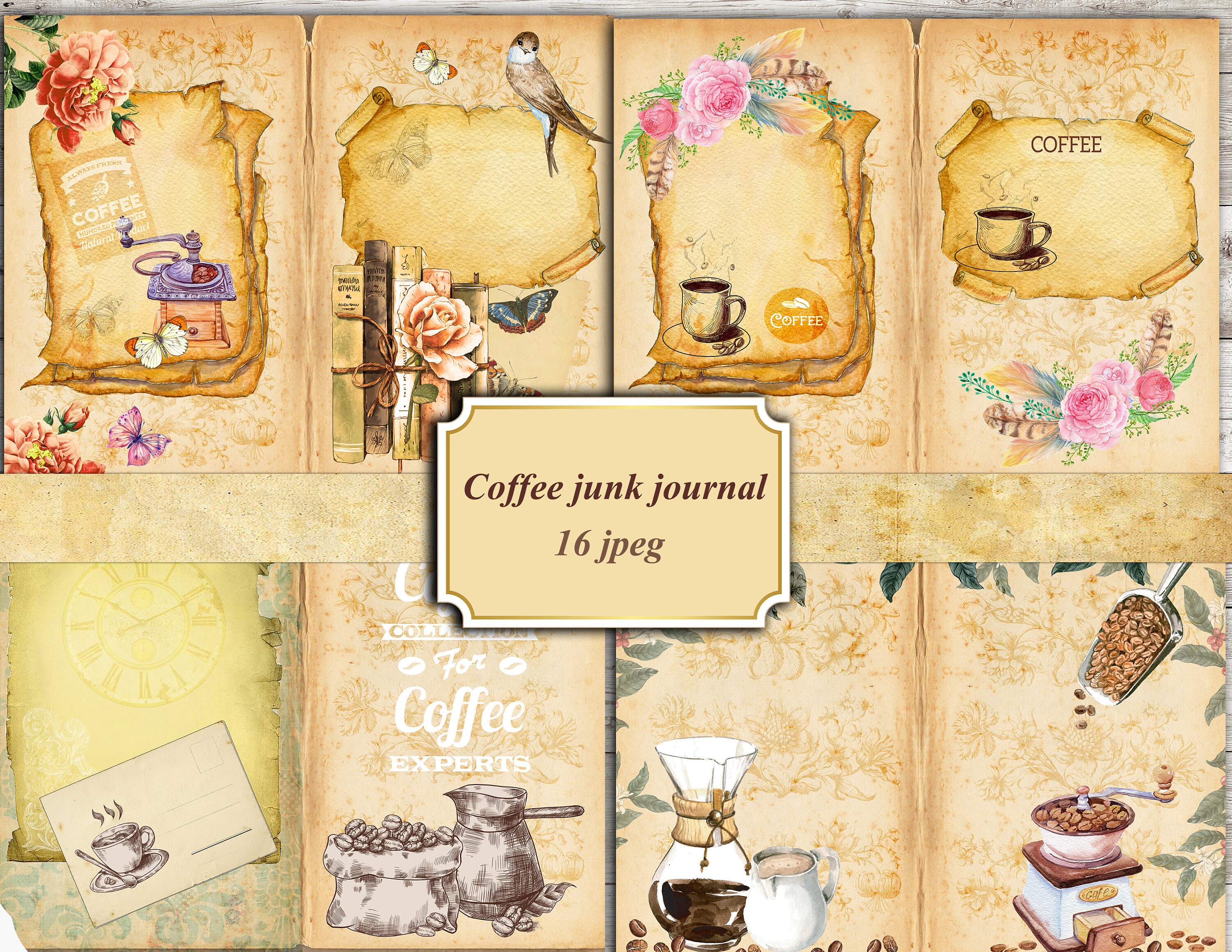 Coffee Junk Journal Digital Kit Coffee Printable Journal | Etsy