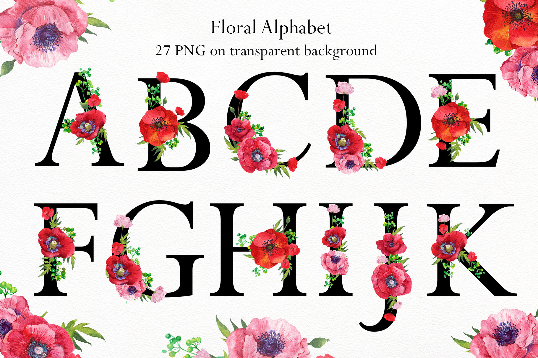 Letters Set With Watercolor Flowers Floral Alphabet Clipart Etsy ...