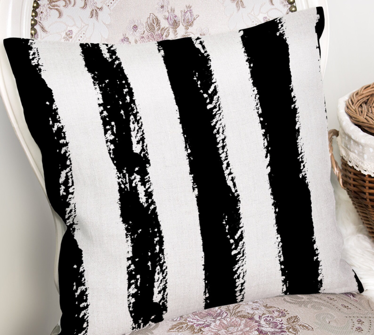 Black Pattern Digital Print Pillow Cover Decorative Cushion Etsy