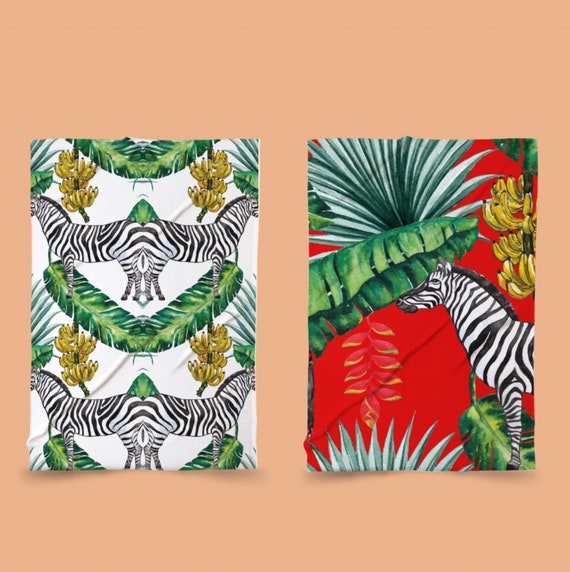 Towels set of 2 Tropical Zebra Print Dish Towelcoastal 
