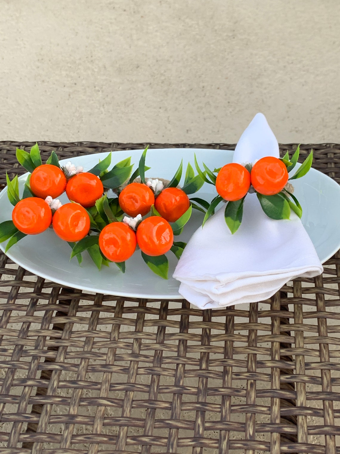 Orange Napkin Ring & Napkin Floral Napkin Holder Etsy