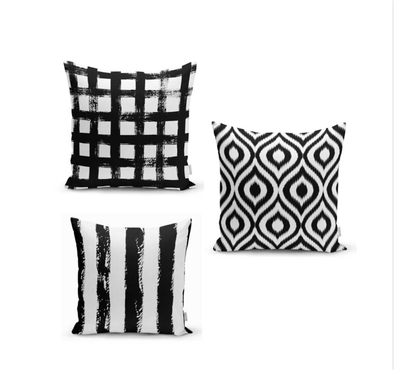 Black Pattern Digital Print Pillow Cover Decorative Cushion Etsy