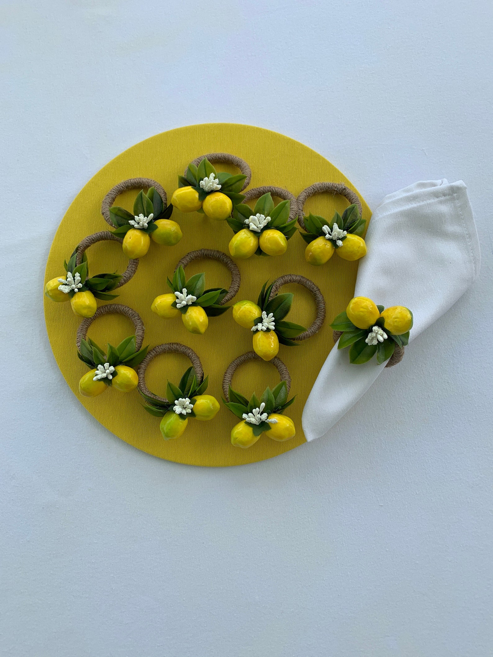 Lemon Citrus Floral Napkin Ring & Napkin Floral Napkin Etsy