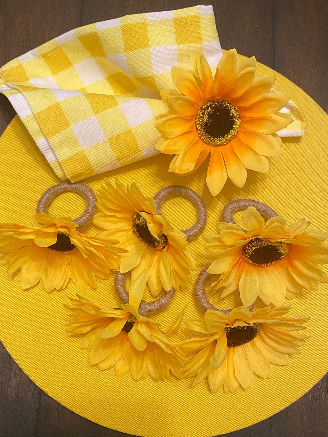 Sunflower Floral Napkin Ring & Napkin Floral Napkin Holder Etsy