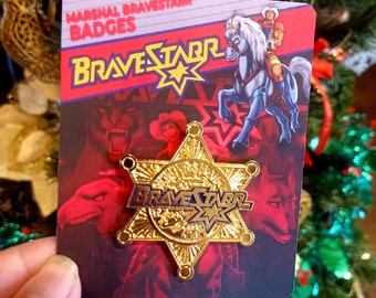 Bravestarr emblem bagdes magnetic diecast  pin vintage style