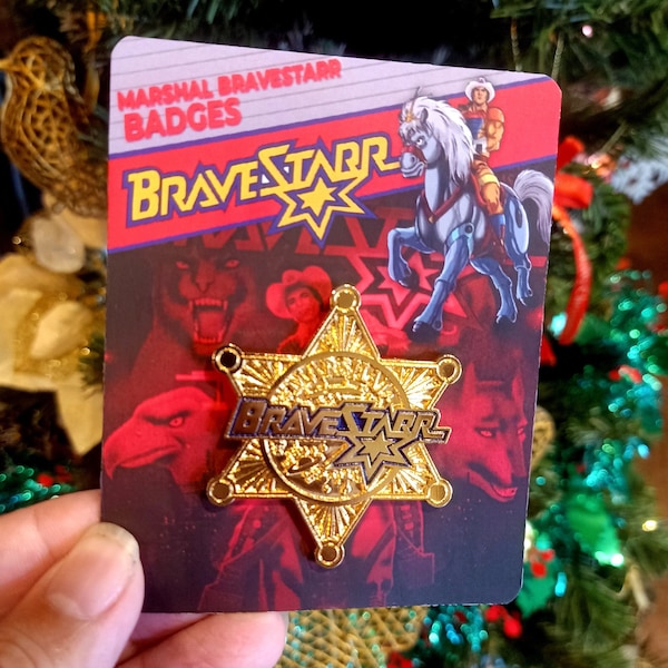 Spilla magnetica pressofusa con emblema Bravestarr in stile vintage