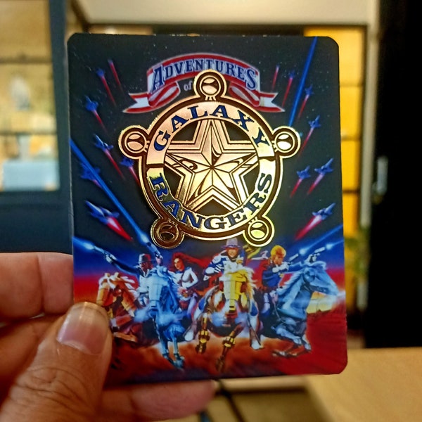 Spilla magnetica pressofusa con emblema dei Galaxy Rangers in stile vintage